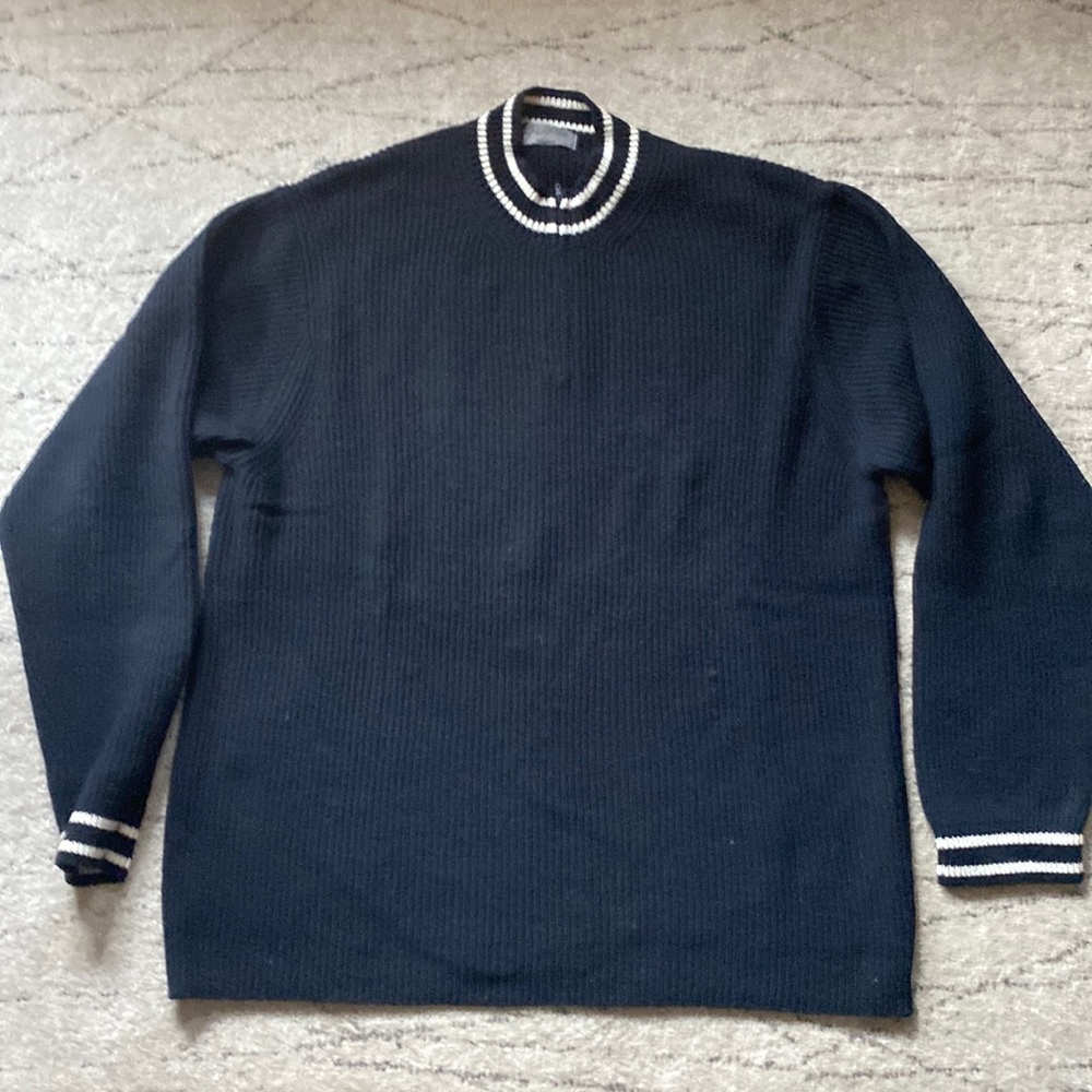 Yohji Yamamoto Pour Homme  crew neck sweater with half zipper-100% wool- Size L